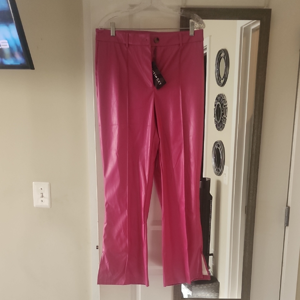 Vibrant Pink Leather Pants